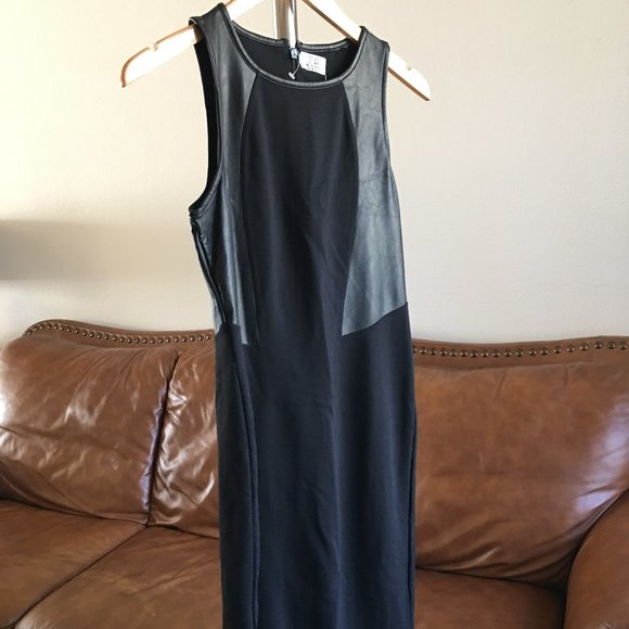 RUNAWAY THE LABEL Black Cocktail Dress With Faux Leather Insets Size 8 - Picture 5 of 10